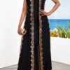 Black Sequin Two Piece Suit Sleeveless Maxi Dress And Cardigan -OLALA Clothing Shop 332075 P 16849788142570