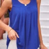 Royal Blue Ruched Scoop Neck Tank Top
