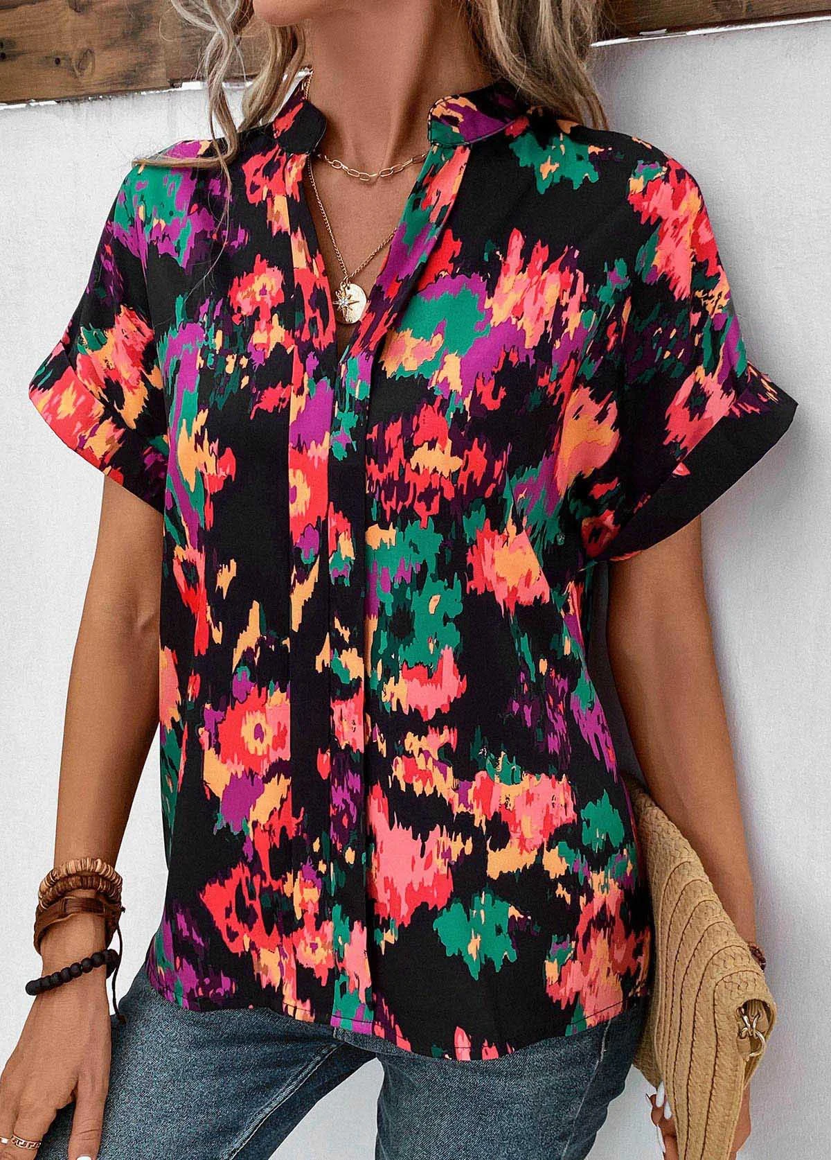Multi Color Patchwork Dazzle Colorful Print Blouse 7 Multi Color Patchwork Dazzle Colorful Print Blouse - Image 5