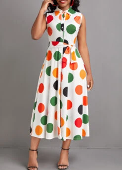 White Button Polka Dot Sleeveless Dress 9 White Button Polka Dot Sleeveless Dress -OLALA Clothing Shop 333532 P 16853380842260