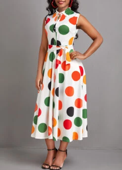 White Button Polka Dot Sleeveless Dress 8 White Button Polka Dot Sleeveless Dress -OLALA Clothing Shop 333532 P 16853380848823