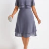 Dusty Purple Layered Short Sleeve Round Neck Dress -OLALA Clothing Shop 334271 P 16908096142280