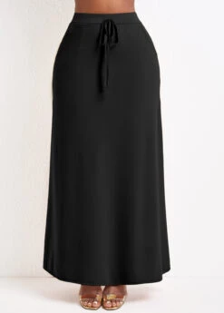 Black Pocket A Line Drawastring Maxi Skirt 9 Black Pocket A Line Drawastring Maxi Skirt -OLALA Clothing Shop 334288 P 16843227987403
