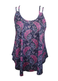 Hot Pink Asymmetry Tribal Print Camisole Top -OLALA Clothing Shop 334297 P 1684299061969