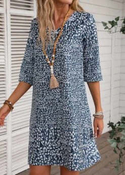 Navy Lightweight Ditsy Floral Print Dress 10 Navy Lightweight Ditsy Floral Print Dress -OLALA Clothing Shop 334515 P 16867421933332