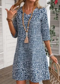 Navy Lightweight Ditsy Floral Print Dress 12 Navy Lightweight Ditsy Floral Print Dress -OLALA Clothing Shop 334515 P 16867421934514