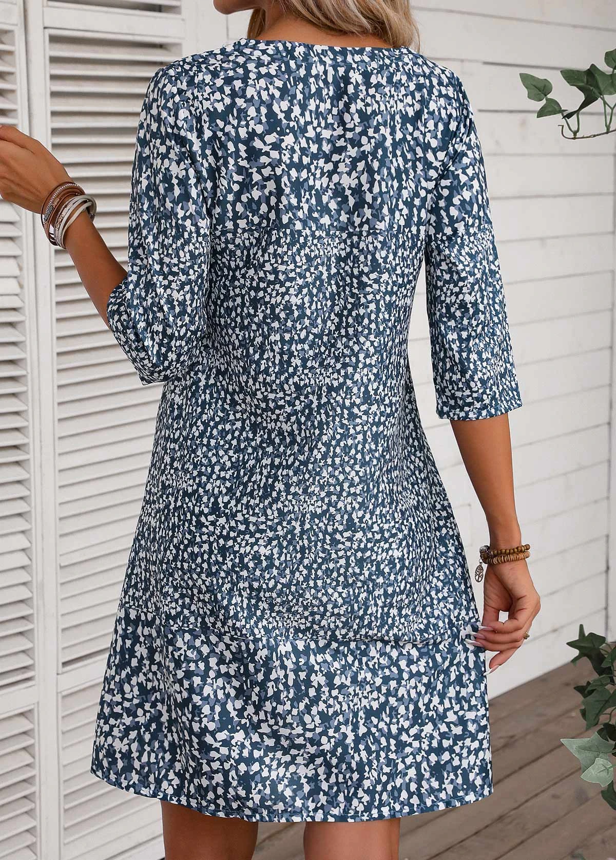 Navy Lightweight Ditsy Floral Print Dress 4 Navy Lightweight Ditsy Floral Print Dress - Image 2