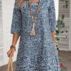 Navy Lightweight Ditsy Floral Print Dress -OLALA Clothing Shop 334515 P 16867421936600