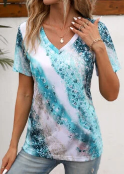 Multi Color Ombre Short Sleeve T Shirt 10 Multi Color Ombre Short Sleeve T Shirt -OLALA Clothing Shop 335051 P 16883796810312