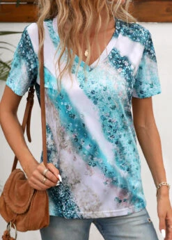 Multi Color Ombre Short Sleeve T Shirt 12 Multi Color Ombre Short Sleeve T Shirt -OLALA Clothing Shop 335051 P 16883796814964