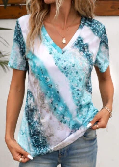 Multi Color Ombre Short Sleeve T Shirt 11 Multi Color Ombre Short Sleeve T Shirt -OLALA Clothing Shop 335051 P 16883796819213