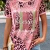 Pink Patchwork Leopard Short Sleeve T Shirt -OLALA Clothing Shop 335099 P 1685347048488