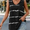 Black Striped V Neck Tank Top -OLALA Clothing Shop 335378 P 16855261908400