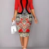 Red Fake 2in1 African Tribal Print Bodycon Dress 1 Red Fake 2in1 African Tribal Print Bodycon Dress -OLALA Clothing Shop 335416 P 1686725283772