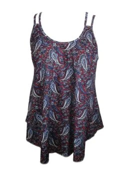 Wine Red Asymmetry Tribal Print Camisole Top -OLALA Clothing Shop 335545 P 1685698598841