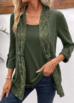 Olive Green Fake 2in1 Long Sleeve T Shirt 17 Olive Green Fake 2in1 Long Sleeve T Shirt -OLALA Clothing Shop 336500 P 16908047552253