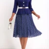 Navy Fake 2in1 Polka Dot Lapel Dress -OLALA Clothing Shop 336593 P 16927905510470