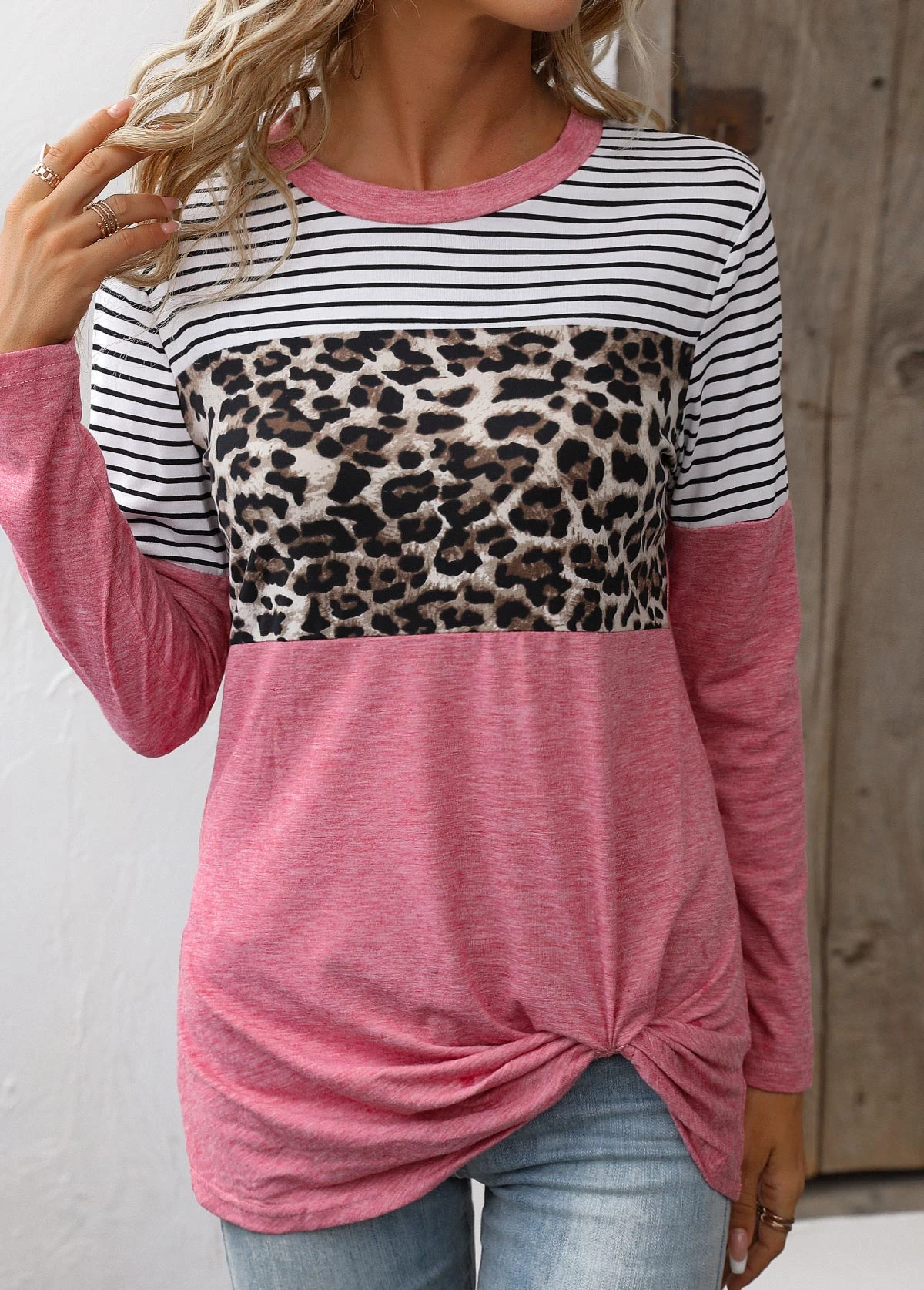 Pink Twist Leopard Long Sleeve T Shirt 7 Pink Twist Leopard Long Sleeve T Shirt - Image 5