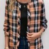 Orange Button Plaid Long Sleeve Round Neck Blouse 2 Orange Button Plaid Long Sleeve Round Neck Blouse -OLALA Clothing Shop 336923 P 16911475631490