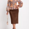 Orange Patchwork Tribal Print Long Sleeve Dress -OLALA Clothing Shop 337112 P 16917223497560