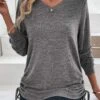 Dark Grey Drawstring Long Sleeve T Shirt -OLALA Clothing Shop 337566 P 16899448810825