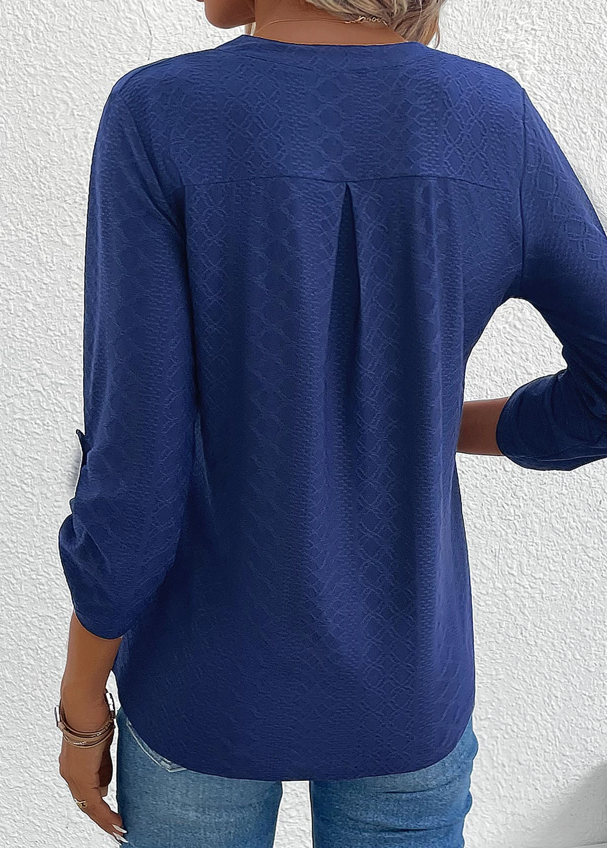 Navy Split Long Sleeve T Shirt 4 Navy Split Long Sleeve T Shirt - Image 2