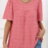 Pink Ruched Short Sleeve Round Neck T Shirt -OLALA Clothing Shop 337590 P 16893327001600