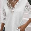 White Button Long Sleeve V Neck T Shirt -OLALA Clothing Shop 338021 P 16899205301770