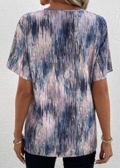 Multi Color Button Graffiti Print T Shirt -OLALA Clothing Shop 338082 P 16898486586731