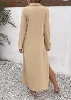 Light Camel Split Pocket Maxi Shift Dress 8 Light Camel Split Pocket Maxi Shift Dress -OLALA Clothing Shop 338913 P 16917494260931