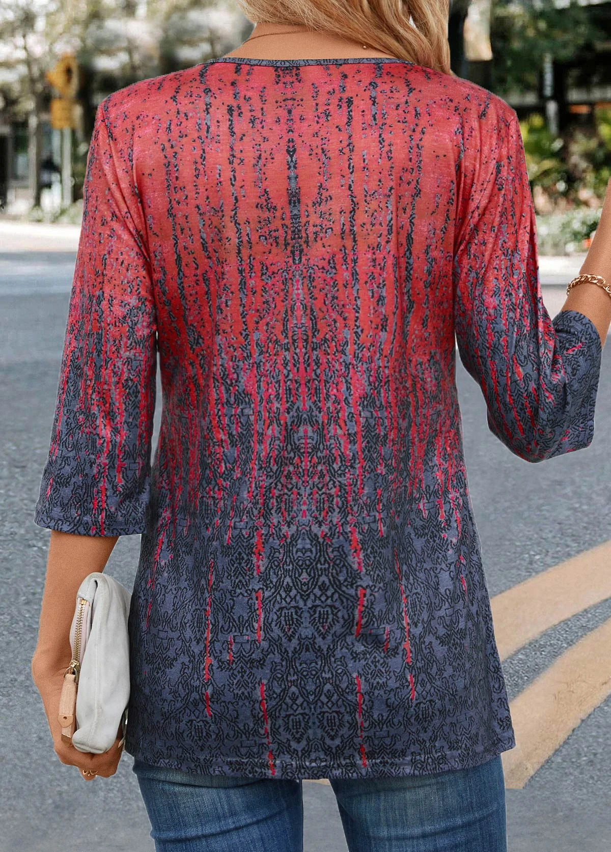 Coral Tuck Stitch Random Floral Print T Shirt 4 Coral Tuck Stitch Random Floral Print T Shirt - Image 2