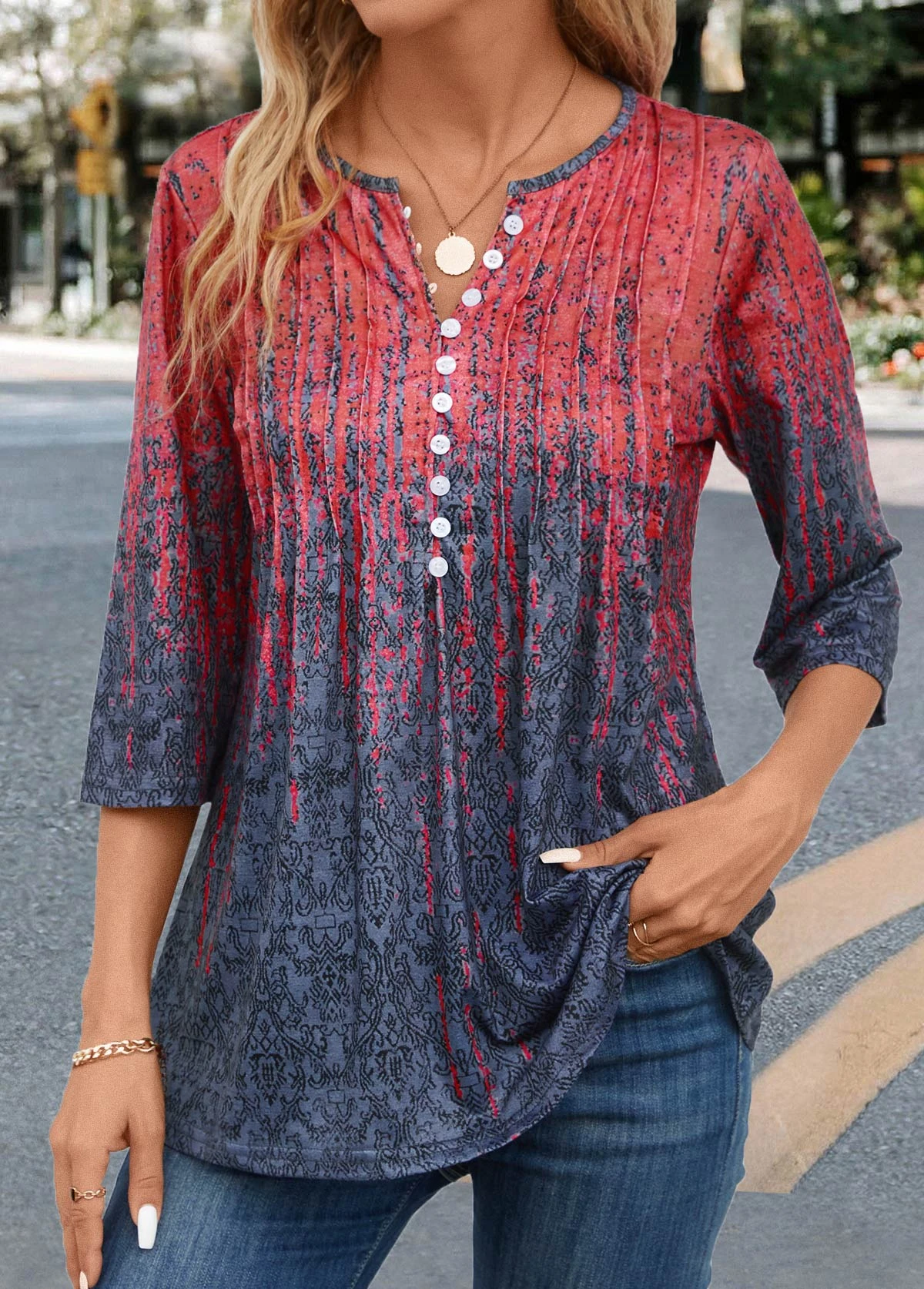 Coral Tuck Stitch Random Floral Print T Shirt 3 Coral Tuck Stitch Random Floral Print T Shirt