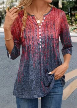 Coral Tuck Stitch Random Floral Print T Shirt 10 Coral Tuck Stitch Random Floral Print T Shirt -OLALA Clothing Shop 341948 P 16983147188533