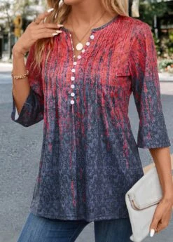 Coral Tuck Stitch Random Floral Print T Shirt 9 Coral Tuck Stitch Random Floral Print T Shirt -OLALA Clothing Shop 341948 P 16983147189292