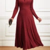 Wine Red Criss Cross Long Sleeve Maxi Dress 2 Wine Red Criss Cross Long Sleeve Maxi Dress -OLALA Clothing Shop 342451 P 16958089453010